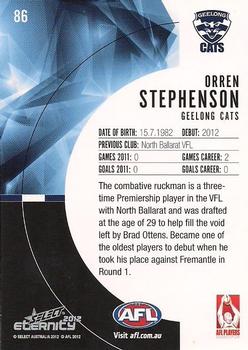 2012 Select AFL Eternity #86 Orren Stephenson Back
